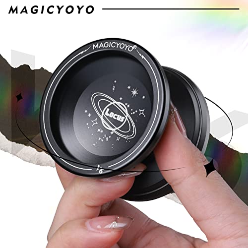 Magicyoyo Responsive V6 Black Aluminum Alloy Yoyo Star Logo For Kids Beginner Learner With Yoyo Storage Bag, 12 Yoyo Strings And Unresponsive Bearing Kit -Black #TOP4