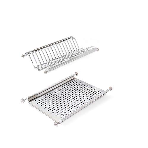EMUCA Escurridor de Platos y Vasos para Muebles de Cocina de 50 cm de ancho, anchura interior módulo 435-470 mm, Acero Inoxidable