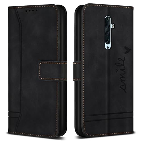 Bravoday Cover per Oppo Reno 2Z / Oppo Reno 2F, Flip Custodia in Pelle PU con Slot per Schede, Portafoglio Custodia per Oppo Reno 2Z / Oppo Reno 2F, Nero