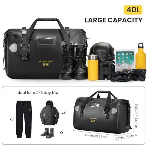 HOMIEE Bolso Seco Impermeable 40L, Bolsa de Viaje para Motocicleta con Cierre Roll Top y Correas para Hombro, Bolsillo Exterior de Malla con Cremallera para Camping, Kayak, Pesca y Viajes miniatura 2