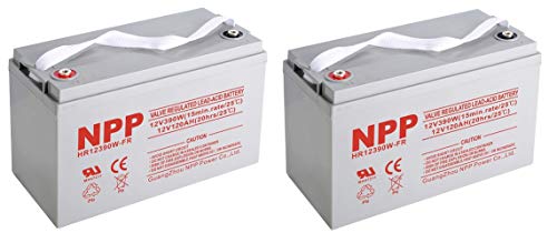 NPP HR12390W FR (2Pcs), 12Volt 2340W 390Watts/Cell AGM Sealed Lead Acid Rechargeable High Rate Battery, Replace 12V 120Ah for Off Grid UPS, Solar Power, RV, Marine?Boat?Golf Cart Battery