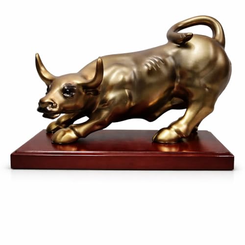 Image of Bull Statue Stock Market | Wall Street Bull Statue | Resin Sculpture Decorative Showpiece Animal Figurines for Home Decor, Tabletop, Offices, Christmas, Gifting Item