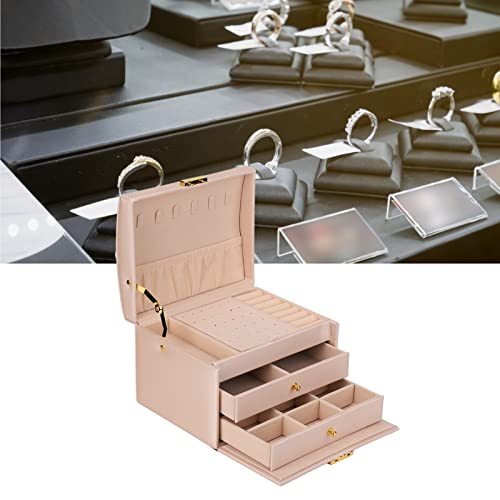 Bamjour Juwelier Organizer Box, 3 Schichten Stauraum, PU -Ledermaterial mit Wichtigen Kleinen Schmuckschachteln für Frauen, um Halsketten, Armbänder, Ohrringe, Ringe und Andere Aufzubewahren