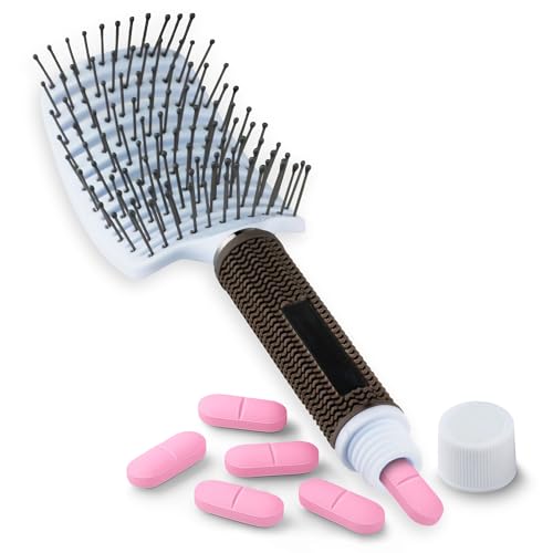 Evergreen Labs Cepillo de pelo con compartimento secreto – Cepillo de viaje con caja secreta para píldoras – Caja de medicamentos oculta discreta – escondite secreto para medicamentos – Estuche