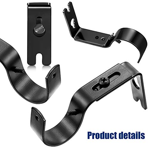 6 Pieces Curtain Rod Brackets General Adjustable Curtain Rod Holder Wall Bracket Hooks Outside Mounted Blinds Curtain Rod Bracket With Screws For 1 Inch Diameter Curtain Rod (Black) #TOP3