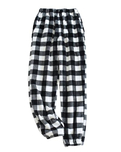 Image of codcm Womens Plaid Fluffy Pajama Pants Fuzzy Fleece Cozy Lounge Pants with Pockets Winter Warm Pj Bottoms