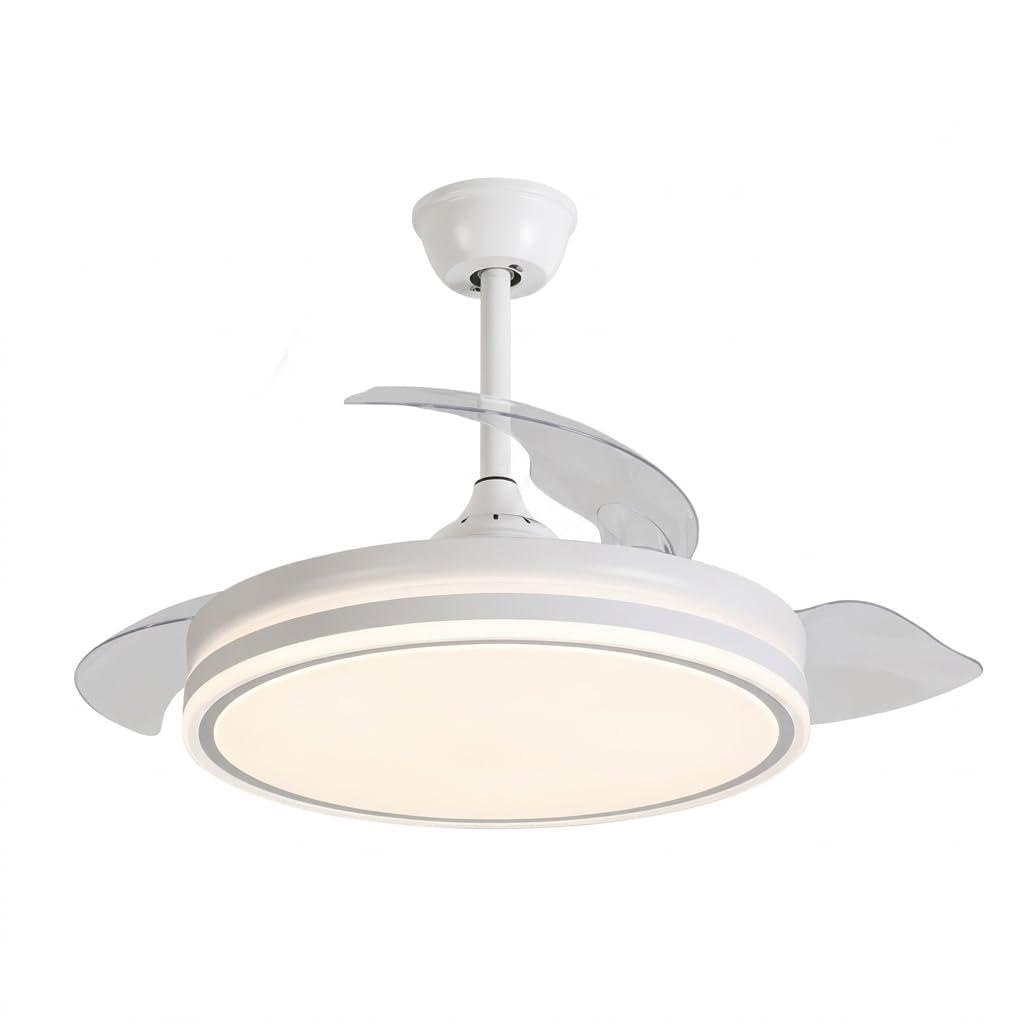 Genérico HERCULES - Ventilador de Techo con Luz LED 72W | Motor DC 30W | 3 Aspas Retráctiles | 3 Tonalidades | 6 Velocidades | Control Remoto | APP MOVIL | Temporizador | Super silencioso, Blanco