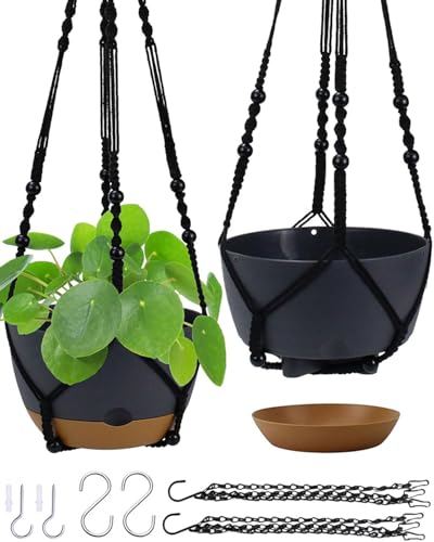 Koalaime 2 Pack Hanging Planters Set,10 Inch Indoor Outdoor Hanging Pl