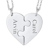 Marque - Cupimatch colliers pour hommes et femmes.Pendentif puzzle coeur d'amour créatif gravé 