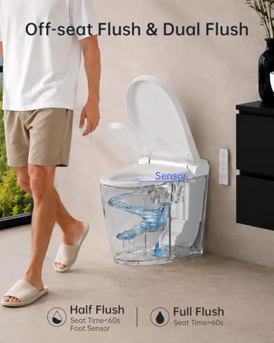 Image of EPLO Smart Toilet Bidet with Tank Built In,Auto Open Close Lid,ADA Comfort Height,Dual Auto Flush,1000 Gram MaP Flushing Score,Heated seat,Modern Elongated One Piece Bidet Toilets Combo U8PRO