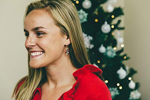 Dangly Jingle Bell Earrings - Festive Christmas Jewelry - Red And Green Crystals - Holiday Gifts For Mom #TOP6
