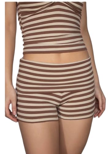 Image of Women Fold Over Lounge Shorts Low Waist Fitted Pajama Shorts Cute Sleep Pj Short Bottoms Roll Over Yoga Shorts