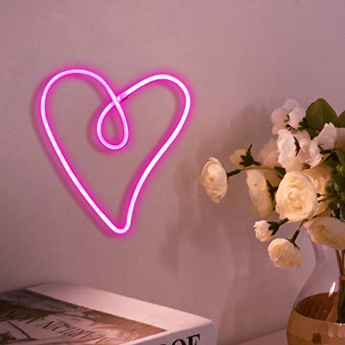 ENUOLI Heart Neon Signs LED Light Sign Wall Decoration USB Charging/Battery Powered Neon Night Light Pink Heart Neon Signs for Children Bedroom Valentine's Day Party Wedding Christmas - Image 6