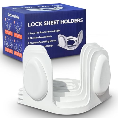 Ecohohoyyds Bed Sheet Holders for Corners: Fitted Bed Sheet Holders with 4 Pack Twist-Cap Clips Keep Sheets Tight Heavy-Duty Grippers Quick Install