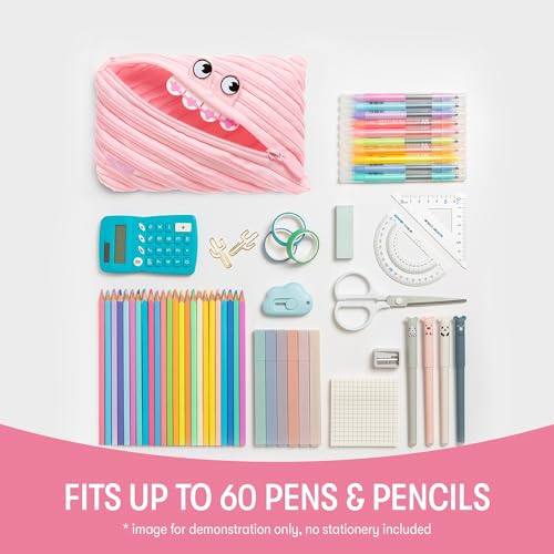 ZIPIT Estojo Monster Pencil para meninas | Bolsa de lápis de grande capacidade para escola, faculdad