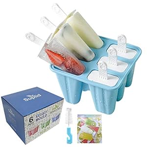 Aspiree Ice Lolly Mould 6 Pieces Food Grade Silicone Popsicle Mold Easy to Remove Ice Pop Moulds – Reusable Ice Cream Mould BPA Free Ice Lolly Maker