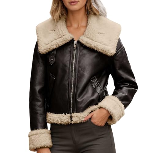 Veste courte d'hiver femme épaisse chaude doublée fausse fourrure