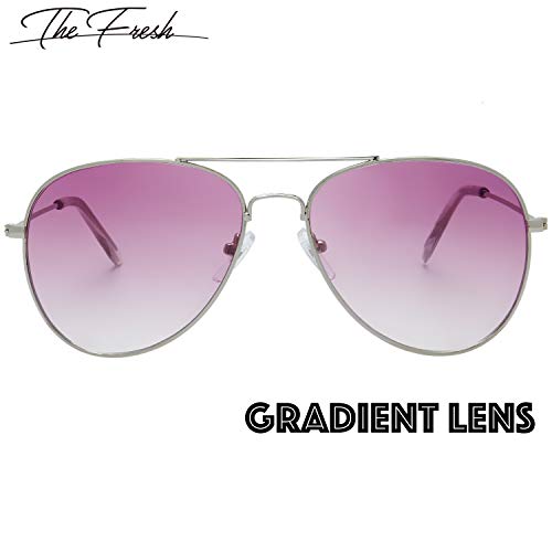 Image of The Fresh Classic Aviator Sunglasses for Men Women, Metal Frame Mirror Lens, Pilot Style, Includes Cleaning Cloth, Pouch
