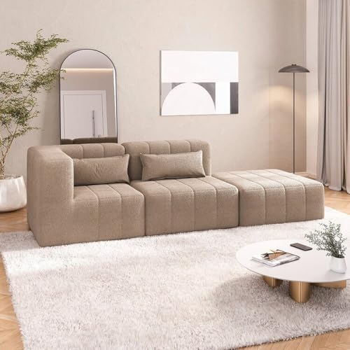 Sofá Modular de Canto 01 Canto 01 Poltrona e 01 Puff Easybox Cabe...