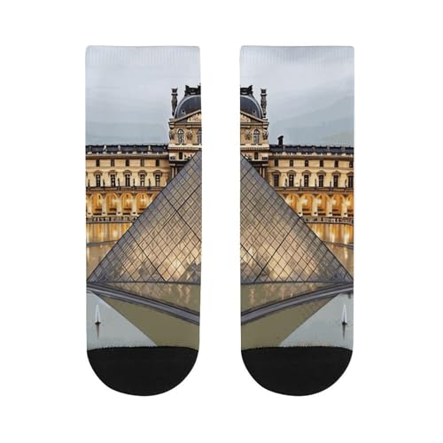 Louvre Museum in Paris Socks for Women Men Cotton Sock Breathable Boot Socks Warm Calf Socks for Hiking Work Crew Socks Thin Casual Long Socks 11.8 in4