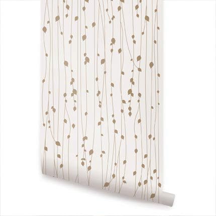 Simple Shapes Leaves Peel and Stick Wallpaper (Navy, 24 x 108 inches)