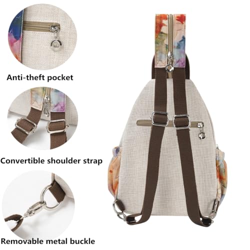 Image of Womens Boho Cotton Hemp Cloth Backpack | Vintage Embroidered, Casual Purse, Handbags, Messenger Bag