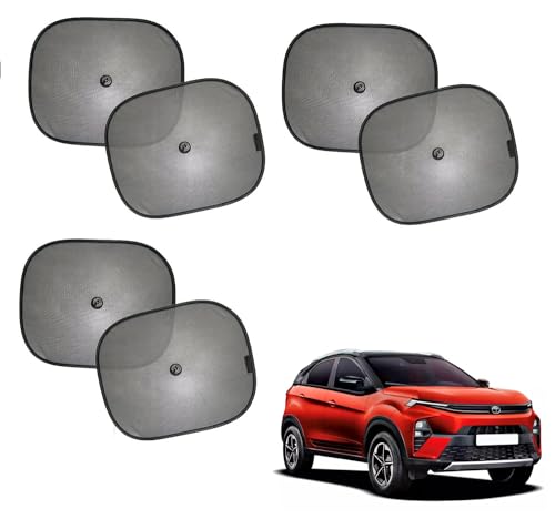 Auto Addict Car Window Sunshade Set of 6 Pieces CHIPKOO Black Color with vaccum Suction Cups for All Cars