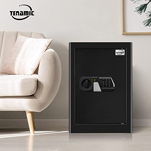 Tenamic Safe Box 2.0 Cuft Electronic Digital Security Box, Keypad Large Lock Box Cabinet Safes With Internal Light, Solid Alloy Steel Office Hotel Home Safe With 2 Passwords, Black #TOP6