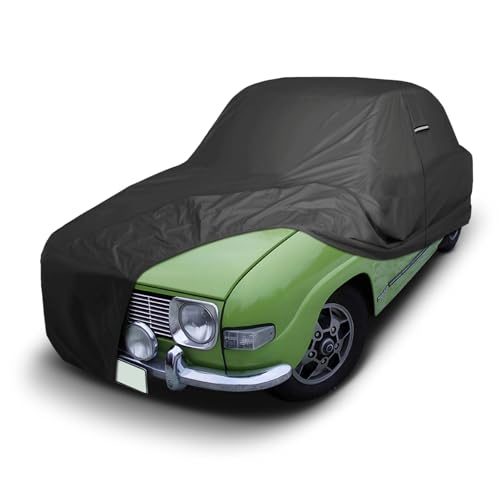Image of iCarCover Premium Custom Car Cover for 1975-1980 Saab 96 Heavy Duty Waterproof All Weather Rain Snow UV Sun Protector Custom Fit Full Exterior Indoor Outdoor Protection Car Cover (Black)