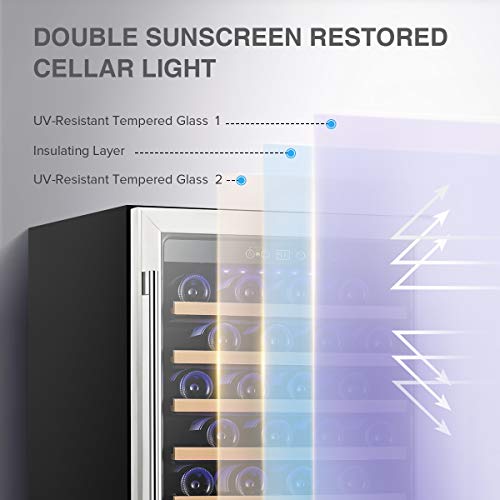 Colzer Premium 24 Inch Wine Cooler, 51 Bottle Wine Fridge With 2 Locks Humidity Control Intelligent Digital Upgrade Compressor Built In Or Freestanding Wine Cellars For Home Office Bar #TOP1