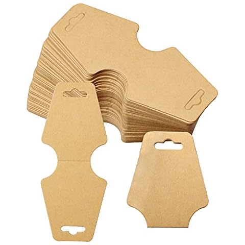 Aallo 100 Pcs Necklace Display Cards Blank Jewelry Bracelet Display Cards Kraft Paper Jewelry Display Hanging Cards for Displaying Bracelets, Earrings, Anklets, Jewelry Tags (Brown) Cover