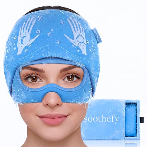 Soothefy Migraine Relief Cap with Slide-Up Eye Mask - Patent Pending - Headache Relief Hat for Hangover Stress Tension - Buttery Soft Made for Bad Days