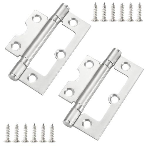 Qrity 2 Piezas Bisagras de Puertas Madera, Bisagras de Puerta Plegables de 3 Pulgadas (75mm), Sin Ruido, con Tornillos, para Puertas, Armarios, Ventanas
