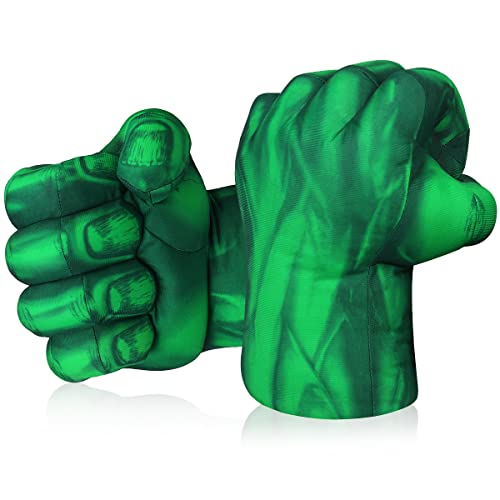 Superhero Hands Gloves Superhero Boxing Gloves Smash Fists Soft Plush Superhero Toys Cosplay Costumes Accessories for Boys Girls Christmas Halloween Birthday Party Gift (Green)