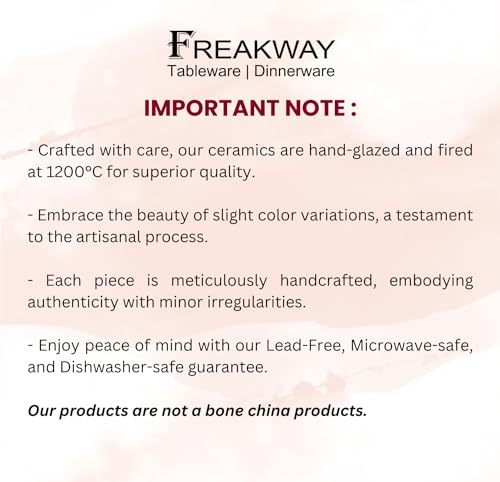 Image of Freakway Hand Painted Ceramic Dinner Set of 4 Pcs | 2 Stoneware Dinner Plates (10.6 Inch) and 2 Bowl /Katori (3.93 Inch and (170 Ml) | Microwave & Dishwasher Safe - Ivory White