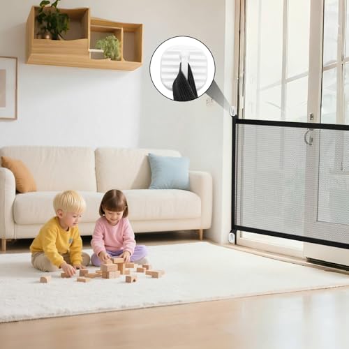 2 Stück Türschutzgitter Ohne Bohren, 110x72CM Treppenschutzgitter Ausziehbar, Türgitter Hunde, Schutzgitter Treppe Mit 8 Klebehaken Haustiere Kinderschutzgitter für Innen- Außenbereich Außenbereich