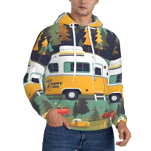Sweat à capuche homme imprimé bus vêtements extérieurs gym voyage
