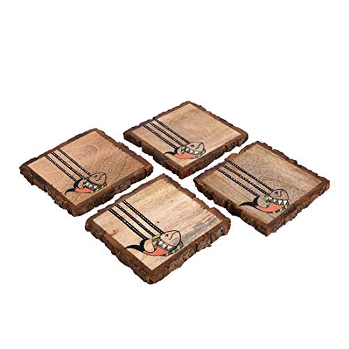 Image of Aakriti Art Creations Hand Painted Square Coaster (Set of 4)