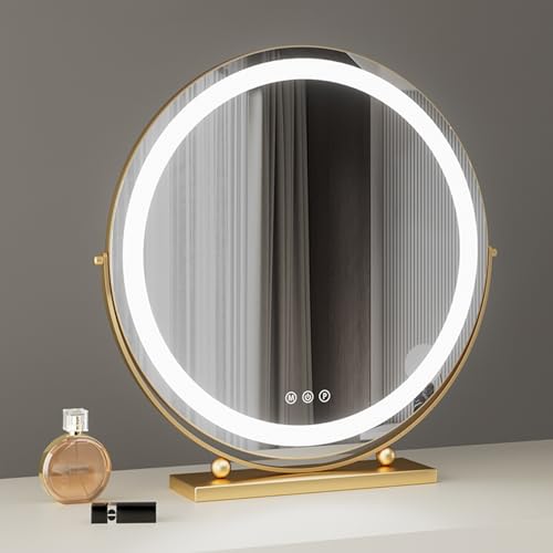 Espejo de maquillaje con luces LED regulables de 3 colores para mesa y vestidor