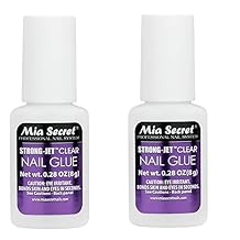 Mia Secret Strong-Jet Clear Nail Glue 2 Pack 8g x 2 Professional Brush-On Nail Adhesive, Fast-Drying, Long-Lasting Hold for Press-On Nails, Tips & Nail Art