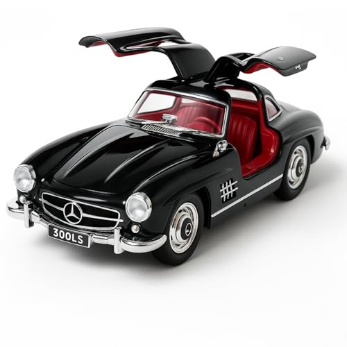 Image of Mercedes Benz 300 SL Vintage Car 1:32 Scale Model Car Exclusive Alloy Metal car Pull Back Die-cast Metal Toy Openable Doors & Light Music Best Gifts Toys【Colors as Per Stock】