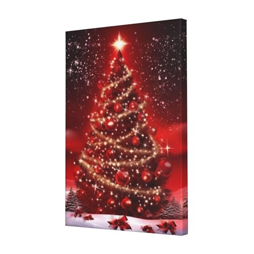 Impression sur toile encadrée motif arbre de Noël rouge 40,6 x 61 cm