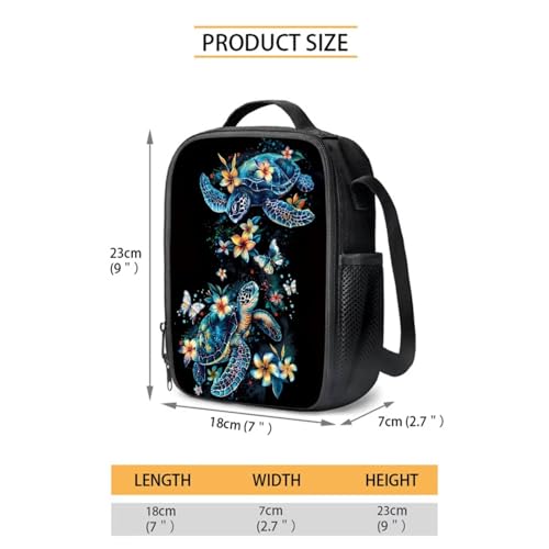 Turtle Preschool Backpack for Girls with Lunch Box Cute Bookbag School Bag Set for Kids Floral Kindergarten Backpack Children Book Bag 15.7 inch Travel Daypack Back Pack 6