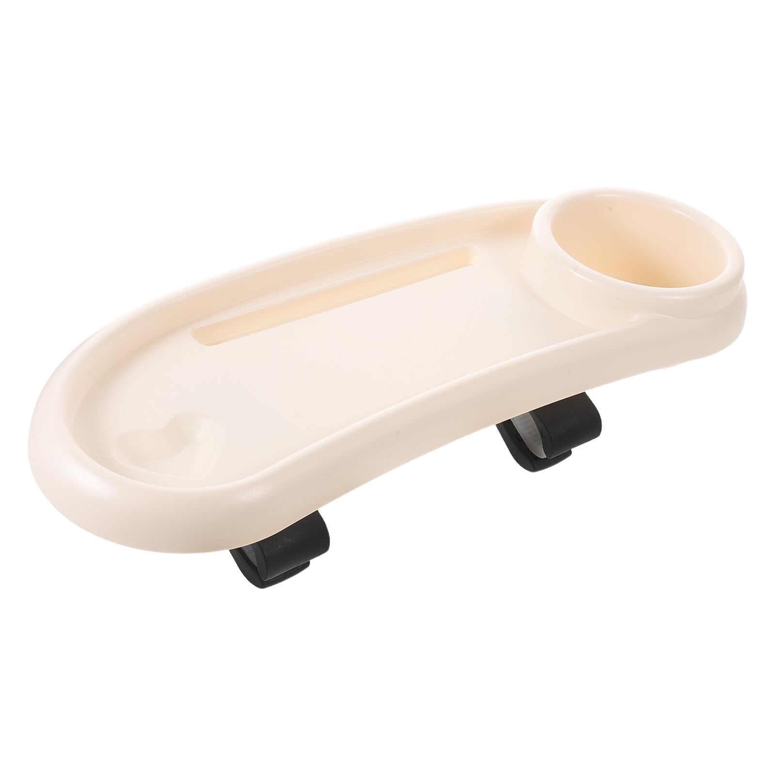 TOYANDONA Vassoio per Snack per Passeggino in Plastica Bianco Supporto Allargato e Portaoggetti, Facile da Montare per Uso Quotidiano e Viaggi