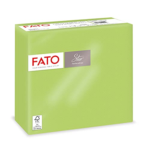 Fato, Servilletas de Papel Desechables, Suavidad y Suavidad, Paquete de 40 Servilletas, Tamaño 38x38 dobladas en 4, 2 capas, Color Verde Manzana, 100% Papel de Pura Celulosa, Certificado FSC