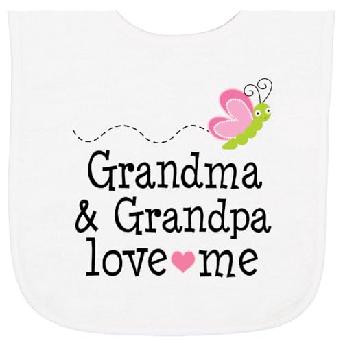 inktastic Grandma and Grandpa Love Me Granddaughter Baby Terry Cloth Bib