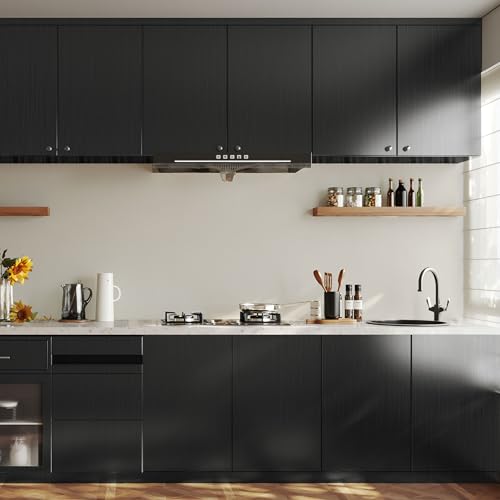 LXCREAT Refrigerator Appliance Wraps Peel and Stick Wallpaper Black Metallic Brushed Stainless Steel Contact Paper Heat Resistant Self-Adhesive Wallpaper for Dishwasher Oven 15.7" X 78.7"