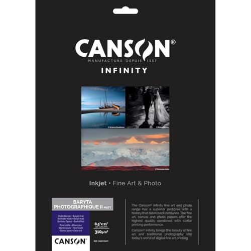 Canson Infinity Baryta Photographique II Matt Inkjet Paper, 310gsm, 8.5x11", 10 Sheets