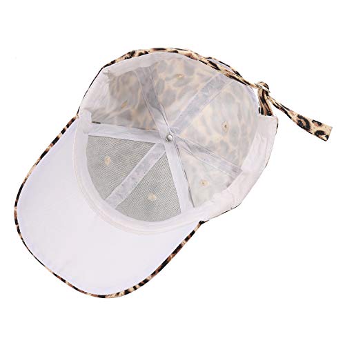 boderier Leopard Print Baseball Cap Adjustable Back Women Girls Cotton Hat with Matching Hoop Earrings