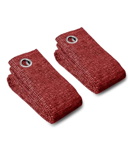 Image of Saral Home Tic tac Chenille Blackout Window Curtains 2pc,Maroon. 4x5 Ft